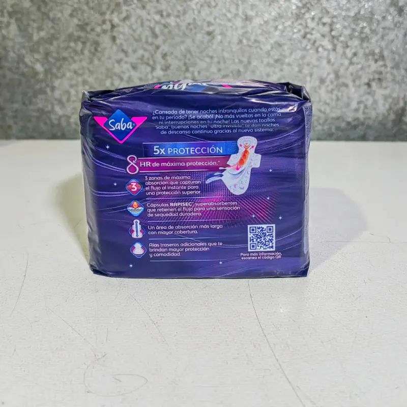 Toallas Femeninas Saba Buenas Noches Nocturna con Alas - 10pzas.