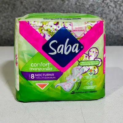Toallas Femeninas Saba Confort Manzanilla con Alas - 8pzas