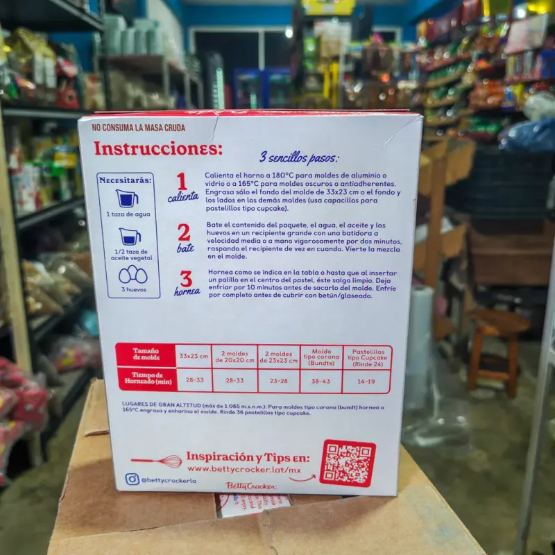 Harina para pastel Betty Crocker chocolate red velvet - 375g