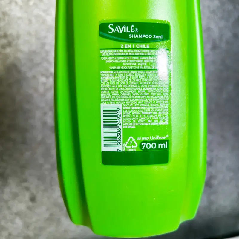 Shampoo Savilé Chile y Sábila - 700ml
