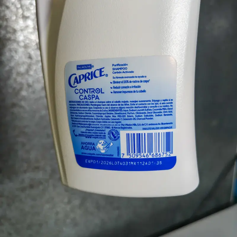 Shampoo Caprice -  Control Caspa - Purificación - Carbón Activado 750ml